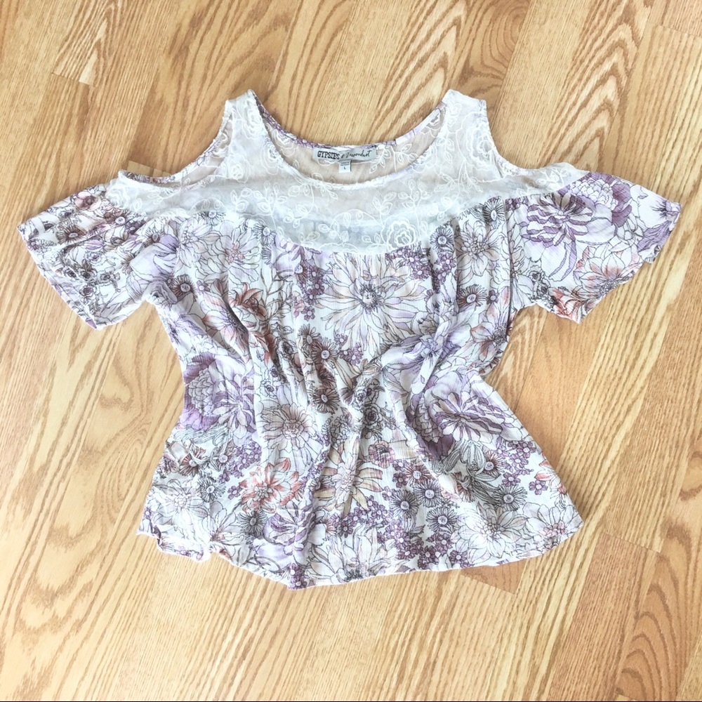 Gypsies & Moondust Flower Pattern Open Shoulder